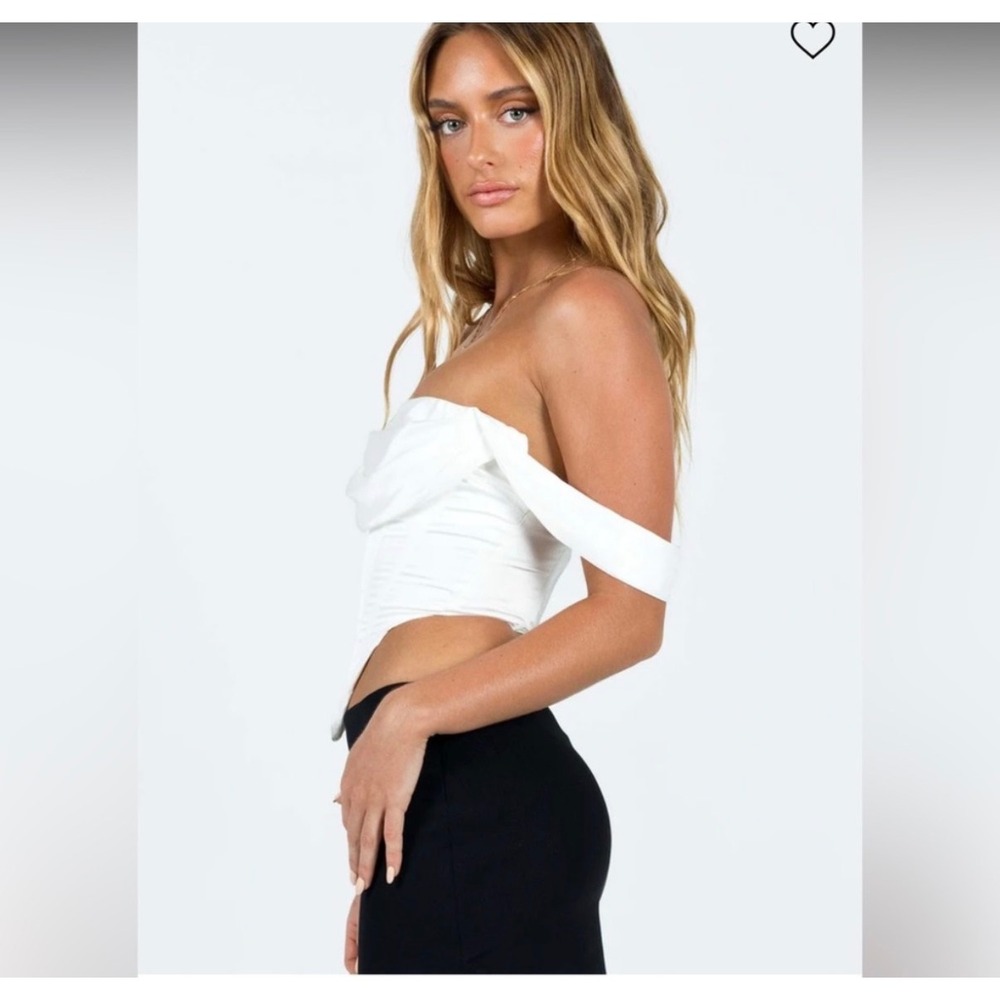 Princess Polly Maila Corset Top White Off Shoulder Cowl Neck Satin US 12